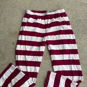 Burt’s Bees Baby cotton red and white striped adult pajama sweats size xl